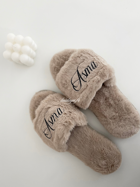Chausson fourré, taupe
